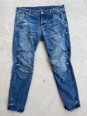 G-Star RAW 5620 3D Deconstructed Low Tapered Moto Jeans Mens 32x30 Blue